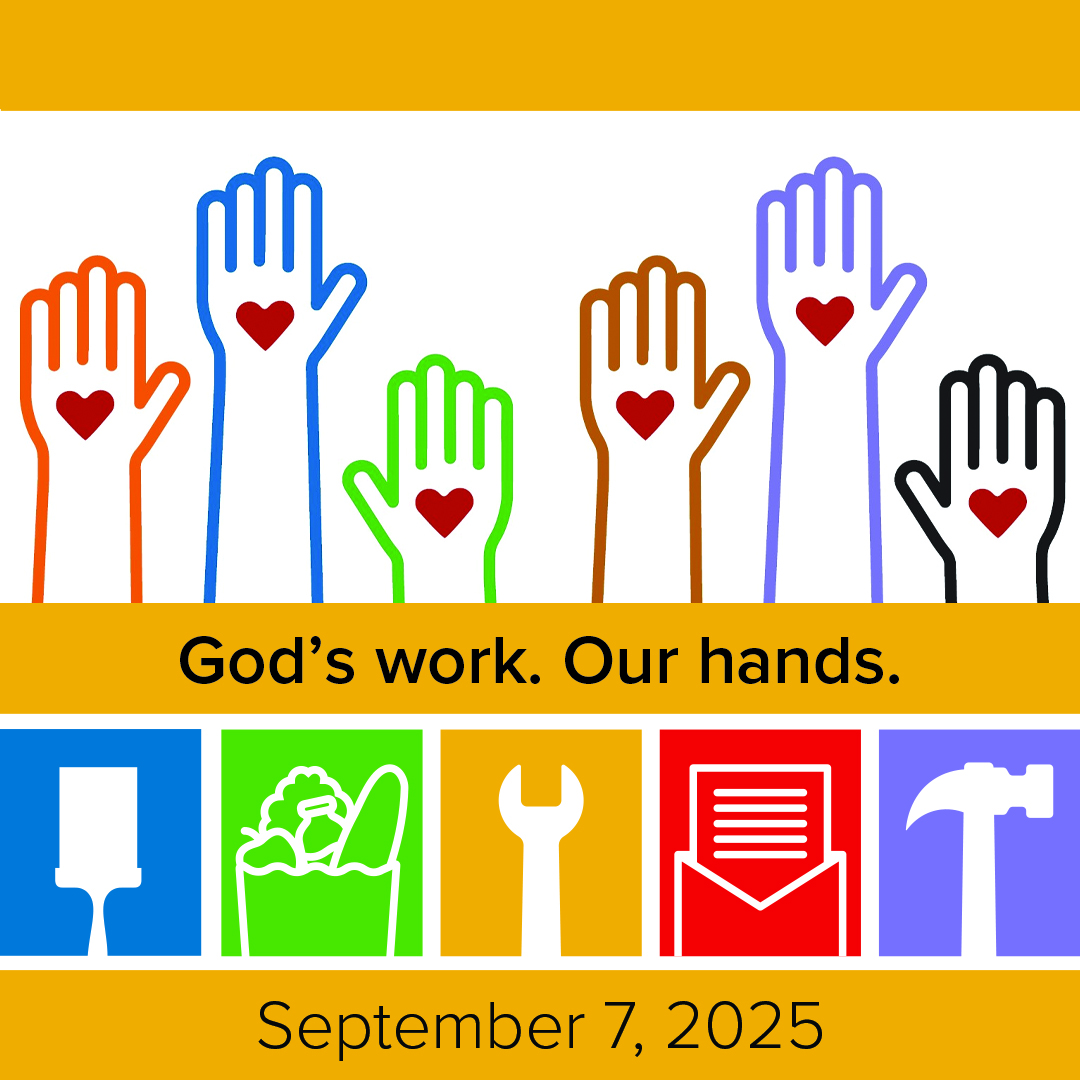 “God’s work. Our hands.” Sunday is on Sunday, September 7!